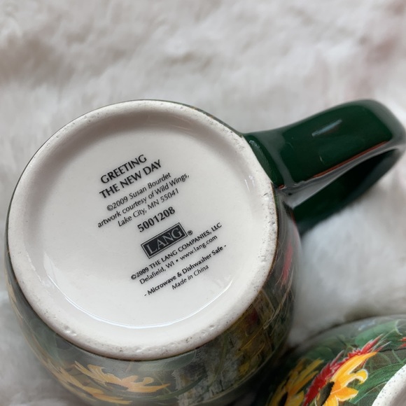 Set of 2 Lang Ceramic Coffee Mug Cup "Greeting The New Day" Susan Bourdet - Picture 7 of 10